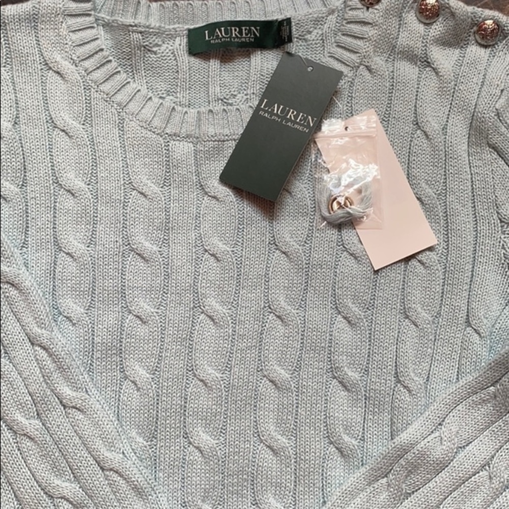 NWT Ralph Lauren pale aqua sweater size M - Picture 2 of 3